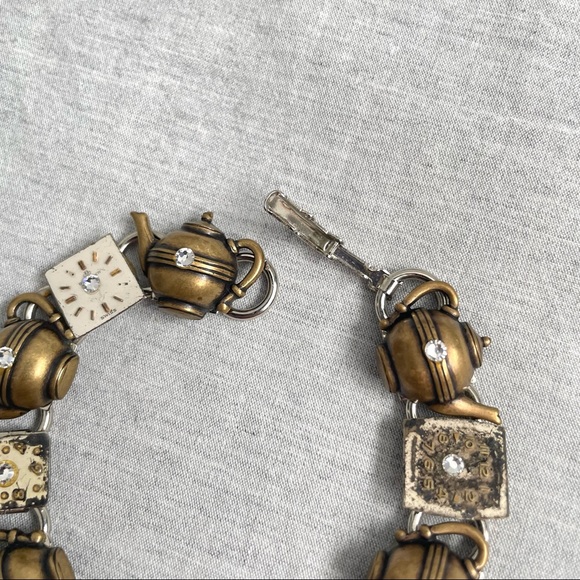 Lorraine Frances Vintage Upcycled Tea Time Clock Bracelet - Picture 6 of 7